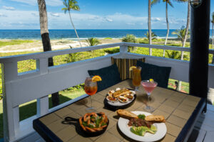 Buttery Spiced Peel N Eat Shrimp, Boathouse Baked Oysters, and Tuna Avocado Tartare on our Beautiful Upstairs Balcony.