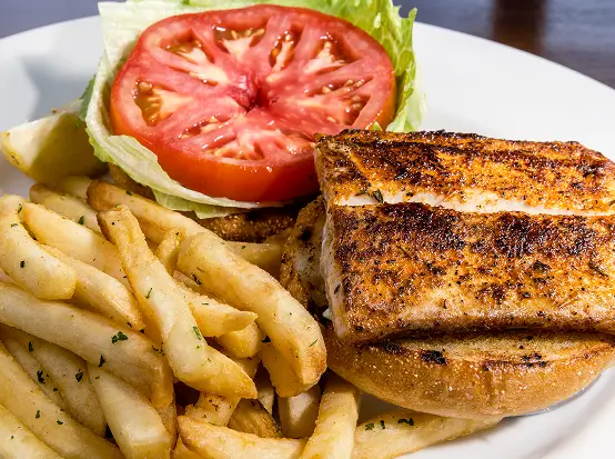 Grilled fish and fries served at Sea Watch on the Ocean
