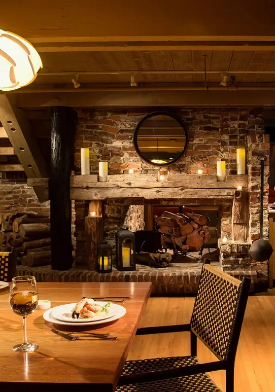 Dining room with fireplace at Sea Watch on the Ocean